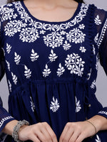 Load image into Gallery viewer, Seva Chikan Hand Embroidered Georgette Lucknowi Chikankari Top With Slip