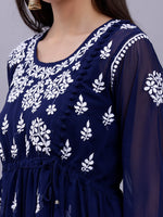 Load image into Gallery viewer, Seva Chikan Hand Embroidered Georgette Lucknowi Chikankari Top With Slip