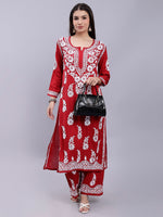 Load image into Gallery viewer, Seva Chikan Hand Embroidered Modal Lucknowi Chikankari Kurta Set