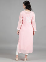 Load image into Gallery viewer, Seva Chikan Hand Embroidered Georgette Chikankari Kurta With Slip