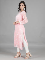 Load image into Gallery viewer, Seva Chikan Hand Embroidered Georgette Chikankari Kurta With Slip