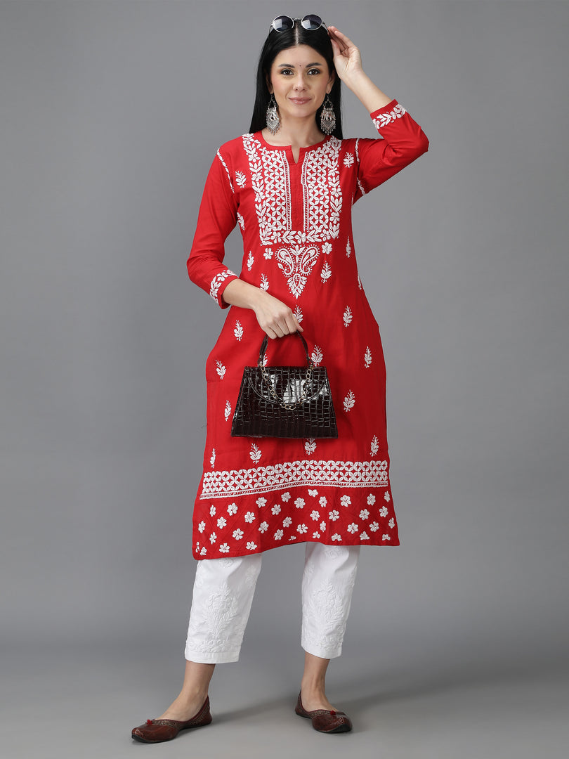 Seva Chikan Hand Embroidered Cotton Chikankari Kurta