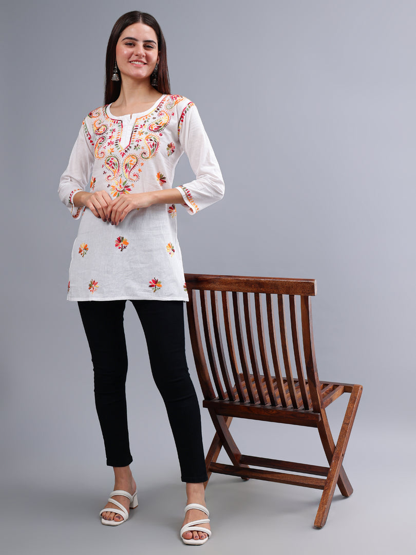 Seva Chikan Hand Embroidered Cotton Lucknowi Chikankari Top