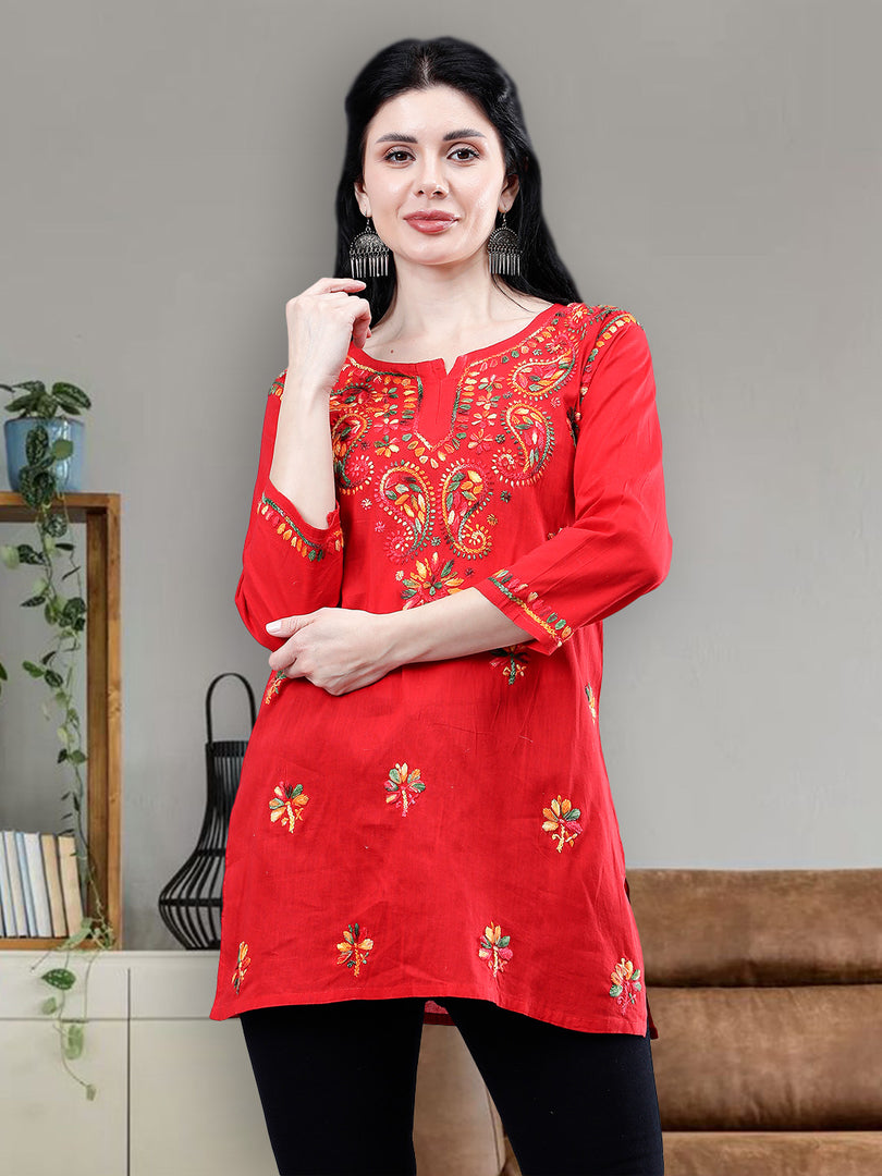 Seva Chikan Hand Embroidered Cotton Lucknowi Chikankari Top