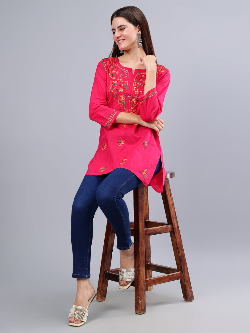 Seva Chikan Hand Embroidered Cotton Lucknowi Chikankari Top