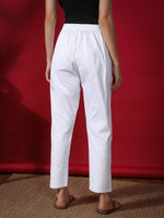 Load image into Gallery viewer, Seva Chikan Hand Embroidered White Cotton Lucknawi Chikankari Pant-SCL11001