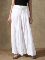 Load image into Gallery viewer, Seva Chikan Hand Embroidered White Cotton Lucknawi Chikankari Palazoo-SCL11005