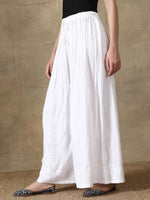 Load image into Gallery viewer, Seva Chikan Hand Embroidered White Cotton Lucknawi Chikankari Palazoo-SCL11005