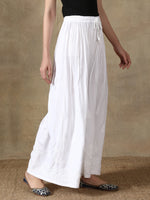 Load image into Gallery viewer, Seva Chikan Hand Embroidered White Cotton Lucknawi Chikankari Palazoo-SCL11005