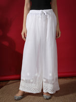 Load image into Gallery viewer, Seva Chikan Hand Embroidered White Georgette Lucknawi Chikankari Palazzo-SCL11007