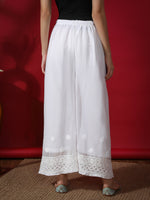Load image into Gallery viewer, Seva Chikan Hand Embroidered White Georgette Lucknawi Chikankari Palazzo-SCL11007