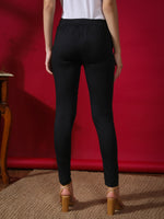 Load image into Gallery viewer, Seva Chikan Hand Embroidered Black Lycra Lucknawi Chikankari Pant-SCL11023