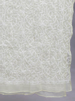 Load image into Gallery viewer, Seva Chikan Hand Embroidered Lucknowi Chikankari Lemon Georgette Tepchi Work Dupatta-SCL12010
