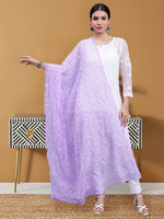 Load image into Gallery viewer, Seva Chikan Hand Embroidered Lucknowi Chikankari Mauve Georgette Tepchi Work Dupatta-SCL12012