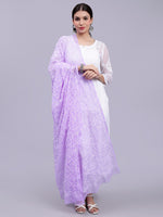 Load image into Gallery viewer, Seva Chikan Hand Embroidered Lucknowi Chikankari Mauve Georgette Tepchi Work Dupatta-SCL12012