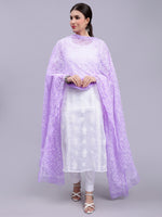 Load image into Gallery viewer, Seva Chikan Hand Embroidered Lucknowi Chikankari Mauve Georgette Tepchi Work Dupatta-SCL12012