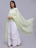 Load image into Gallery viewer, Seva Chikan Hand Embroidered Lucknowi Chikankari Green Georgette Tepchi Work Dupatta-SCL12013
