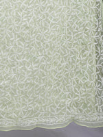 Load image into Gallery viewer, Seva Chikan Hand Embroidered Lucknowi Chikankari Green Georgette Tepchi Work Dupatta-SCL12013