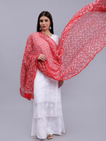 Load image into Gallery viewer, Seva Chikan Hand Embroidered Lucknowi Chikankari Red Georgette Tepchi Work Dupatta-SCL12014