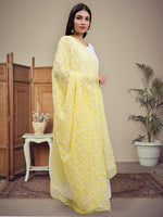 Load image into Gallery viewer, Seva Chikan Hand Embroidered Lucknowi Chikankari Yellow Georgette Tepchi Work Dupatta-SCL12015