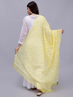 Load image into Gallery viewer, Seva Chikan Hand Embroidered Lucknowi Chikankari Yellow Georgette Tepchi Work Dupatta-SCL12015