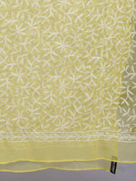 Load image into Gallery viewer, Seva Chikan Hand Embroidered Lucknowi Chikankari Yellow Georgette Tepchi Work Dupatta-SCL12015