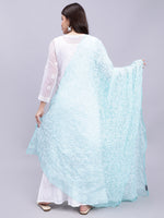 Load image into Gallery viewer, Seva Chikan Hand Embroidered Lucknowi Chikankari Sea Green Georgette Tepchi Work Dupatta-SCL12017