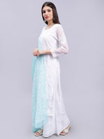 Load image into Gallery viewer, Seva Chikan Hand Embroidered Lucknowi Chikankari Sea Green Georgette Tepchi Work Dupatta-SCL12017