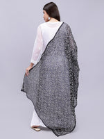 Load image into Gallery viewer, Seva Chikan Hand Embroidered Lucknowi Chikankari Black Georgette Tepchi Work Dupatta-SCL12019