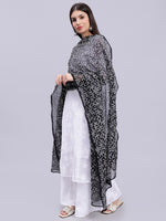 Load image into Gallery viewer, Seva Chikan Hand Embroidered Lucknowi Chikankari Black Georgette Tepchi Work Dupatta-SCL12019