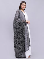 Load image into Gallery viewer, Seva Chikan Hand Embroidered Lucknowi Chikankari Black Georgette Tepchi Work Dupatta-SCL12019