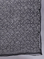 Load image into Gallery viewer, Seva Chikan Hand Embroidered Lucknowi Chikankari Black Georgette Tepchi Work Dupatta-SCL12019