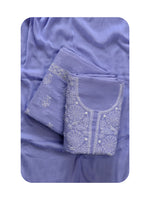 Load image into Gallery viewer, Seva Chikan Hand Embroidered Mauve Cotton Lucknowi Chikankari Unstitched Suit Piece-SCL13046