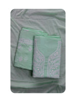 Load image into Gallery viewer, Seva Chikan Hand Embroidered Sea Green Cotton Lucknowi Chikankari Unstitched Suit Piece-SCL13054