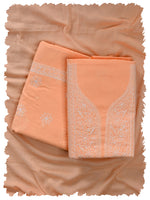 Load image into Gallery viewer, Seva Chikan Hand Embroidered Appricoat Peach Cotton Lucknowi Chikankari Unstitched Suit Piece-SCL13103