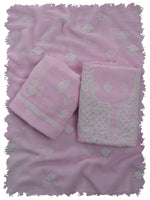 Load image into Gallery viewer, Seva Chikan Hand Embroidered Pink Georgette Lucknowi Chikankari Unstitched Suit Piece-SCL13115