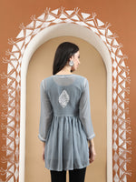 Load image into Gallery viewer, Seva Chikan Hand Embroidered Georgette Lucknowi Chikan Top