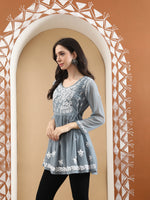 Load image into Gallery viewer, Seva Chikan Hand Embroidered Georgette Lucknowi Chikan Top