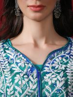 Load image into Gallery viewer, Seva Chikan Hand Embroidered Kota Lucknowi Chikan Kurta With Matching Slip