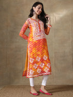 Load image into Gallery viewer, Seva Chikan Hand Embroidered Kota Lucknowi Chikan Kurta With Matching Slip