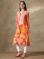 Load image into Gallery viewer, Seva Chikan Hand Embroidered Kota Lucknowi Chikan Kurta With Matching Slip