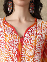 Load image into Gallery viewer, Seva Chikan Hand Embroidered Kota Lucknowi Chikan Kurta With Matching Slip