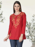 Load image into Gallery viewer, Seva Chikan Hand Embroidered Cotton Lucknowi Chikan Short Top