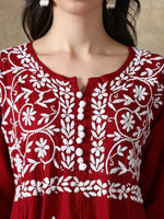 Load image into Gallery viewer, Seva Chikan Hand Embroidered Cotton Lucknowi Chikankari A-Line Kurta