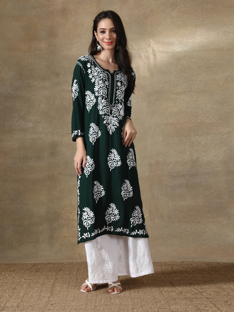 Seva Chikan Hand Embroidered Modal Cotton Lucknowi Chikankari Kurta