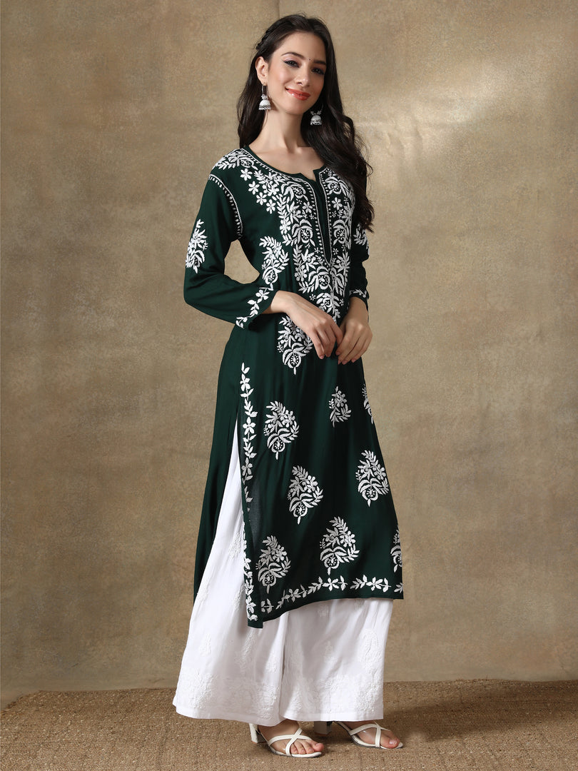 Seva Chikan Hand Embroidered Modal Cotton Lucknowi Chikankari Kurta