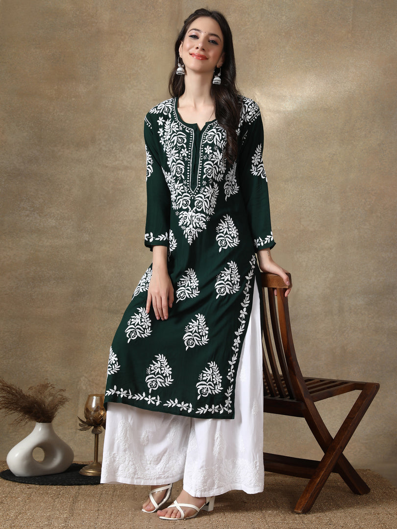 Seva Chikan Hand Embroidered Modal Cotton Lucknowi Chikankari Kurta