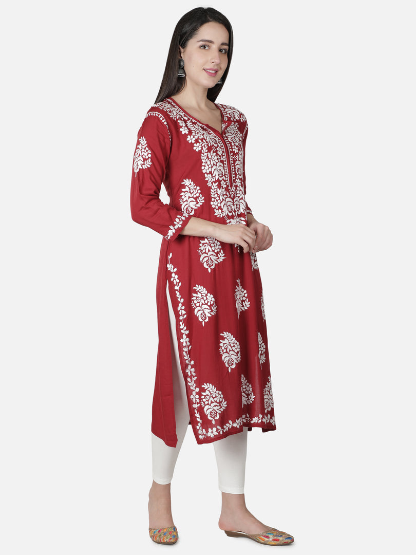 Seva Chikan Hand Embroidered Modal Cotton Lucknowi Chikankari Kurta