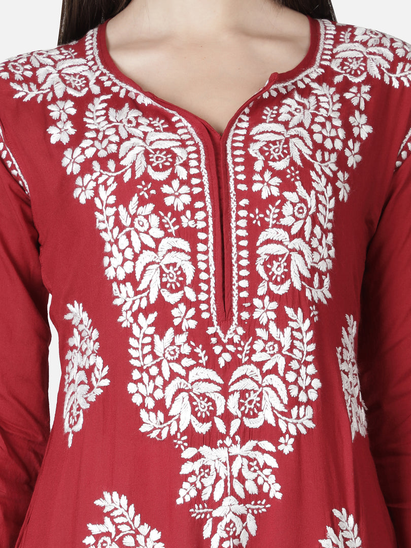 Seva Chikan Hand Embroidered Modal Cotton Lucknowi Chikankari Kurta