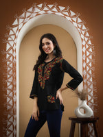 Load image into Gallery viewer, Seva Chikan Hand Embroidered Cotton Lucknowi Chikan Short Top